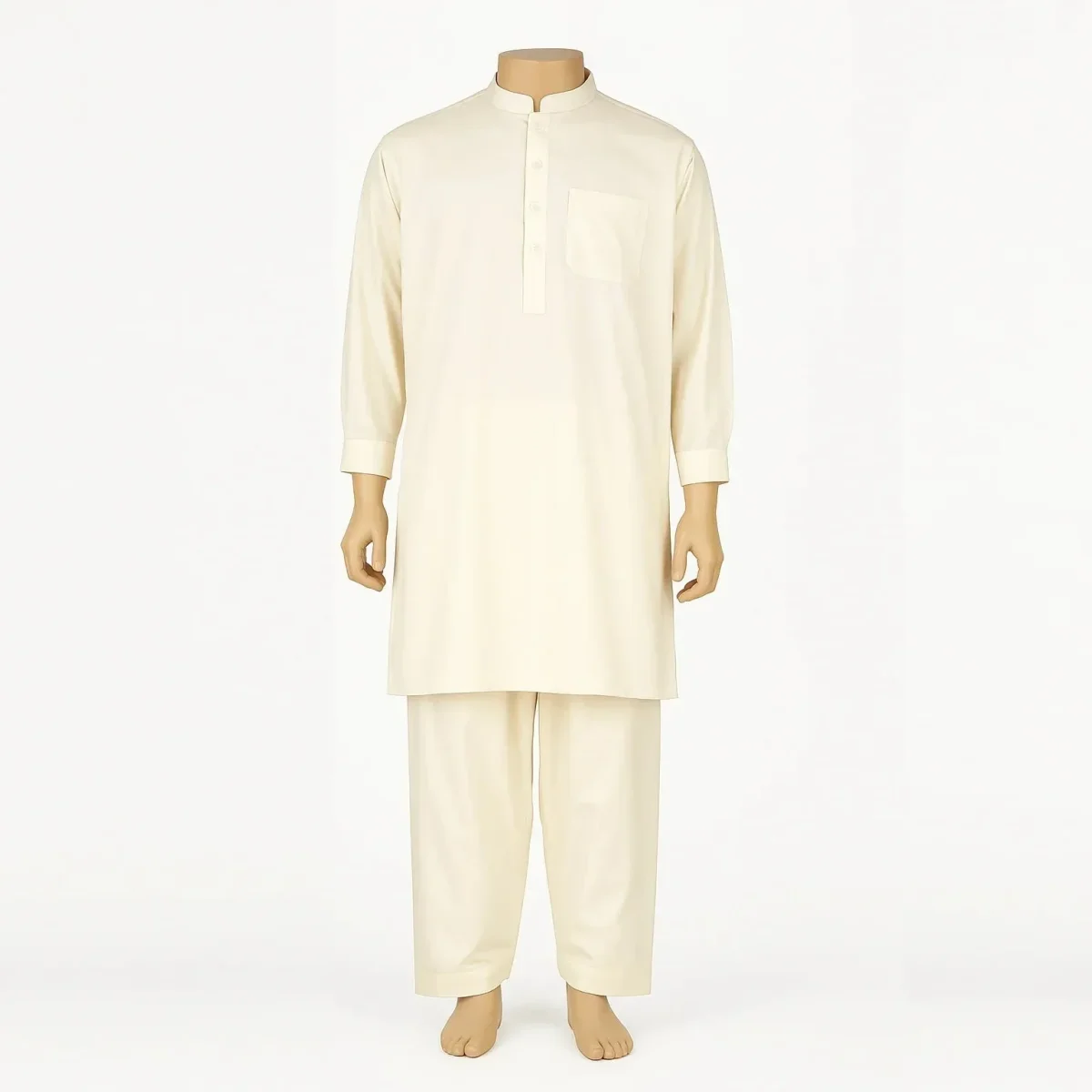 Salwar Kameez Herren - Creme – Bild 2
