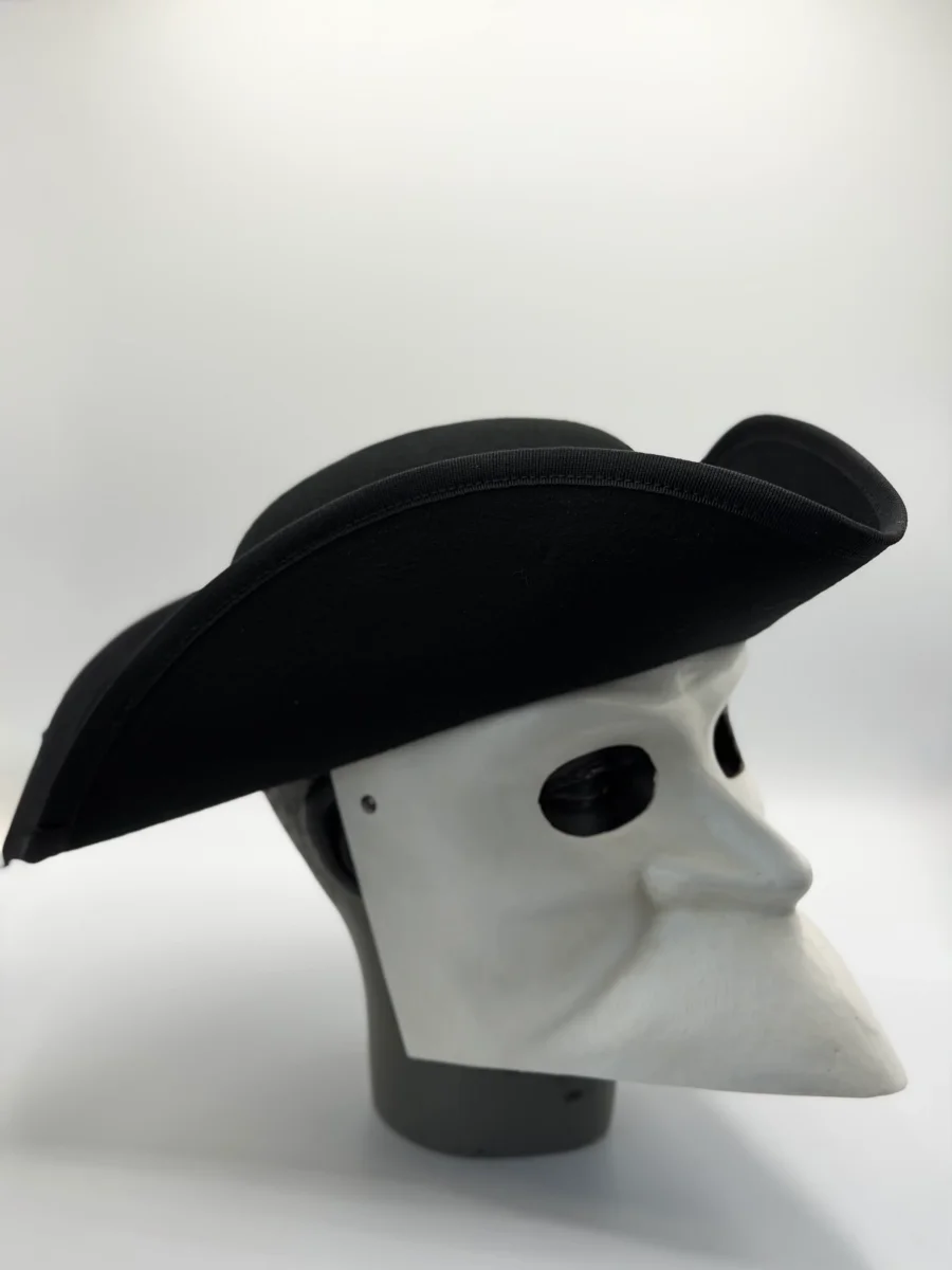 Venezianische Bauta Casanova Maske mit dreispitzigem Hut aus Lana-Wolle – Bild 4
