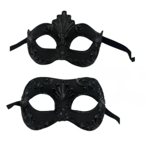 Schwarzes venezianisches Paarmasken-Set – Handgefertigte Papiermaché-Duo-Masken für Maskeraden und Veranstaltungen