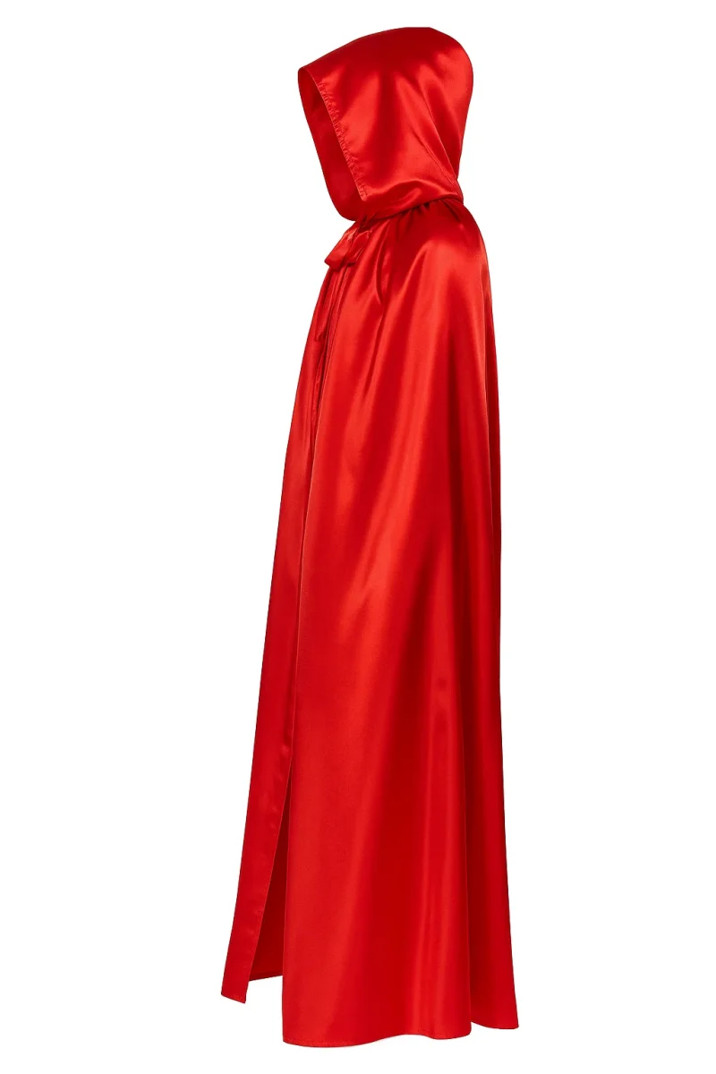 Venezianischer Umhang mit Kapuze aus rotem Satin - Halloween Cape rot – Bild 4