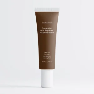 Foundation mit Peptiden, 45 Deep Warm - Leichte Foundation mit Aloe Vera, Hyaluron & Mineralpigmenten, für ebenmäßigen Teint, verfeinerte Poren & semi-mattes Finish