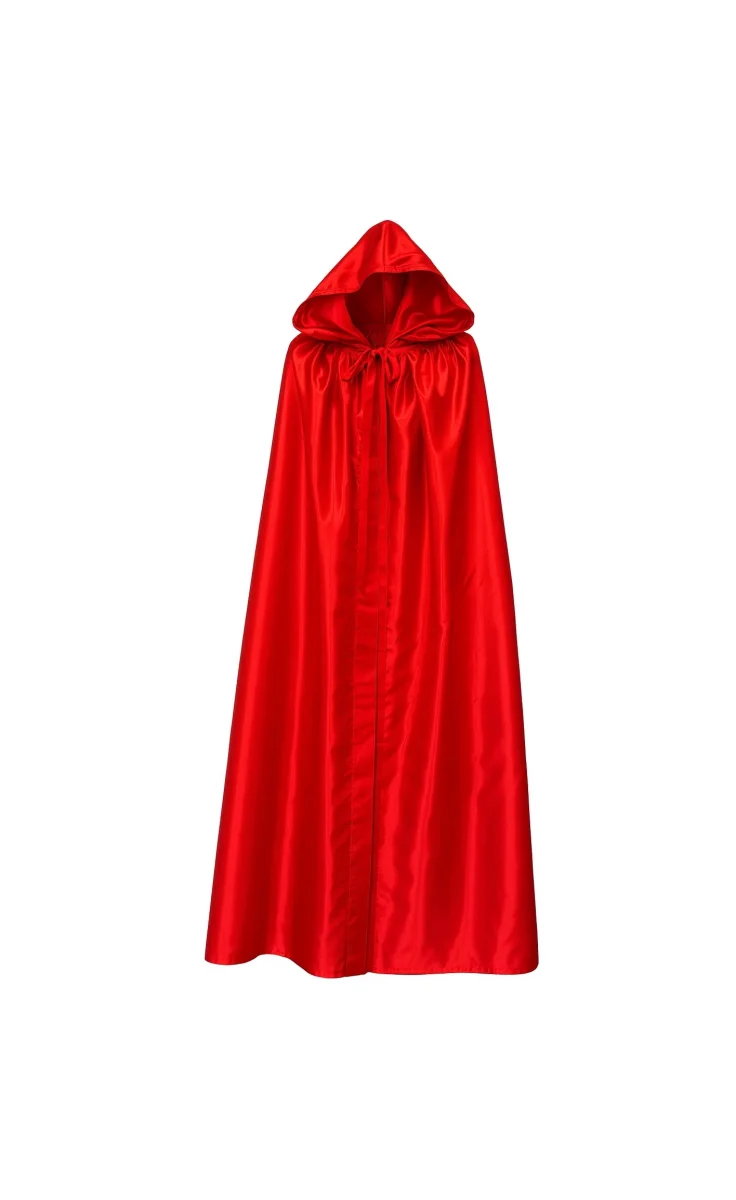 Venezianischer Umhang mit Kapuze aus rotem Satin - Halloween Cape rot – Bild 2