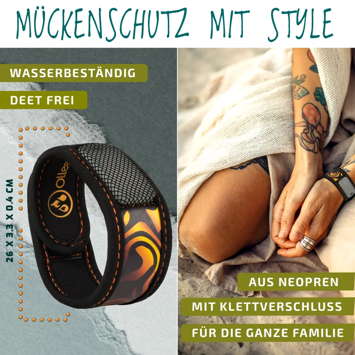 Neopren Mückenschutz-Armbänder 3 Stück + 6 Pellets – wiederverwendbar & reisegeeignet – Bild 5