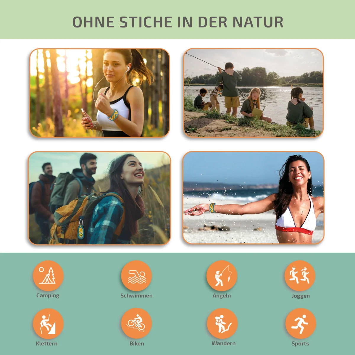 Mückenschutz SET: Armband + Anhänger aus Neoprene – Bild 3