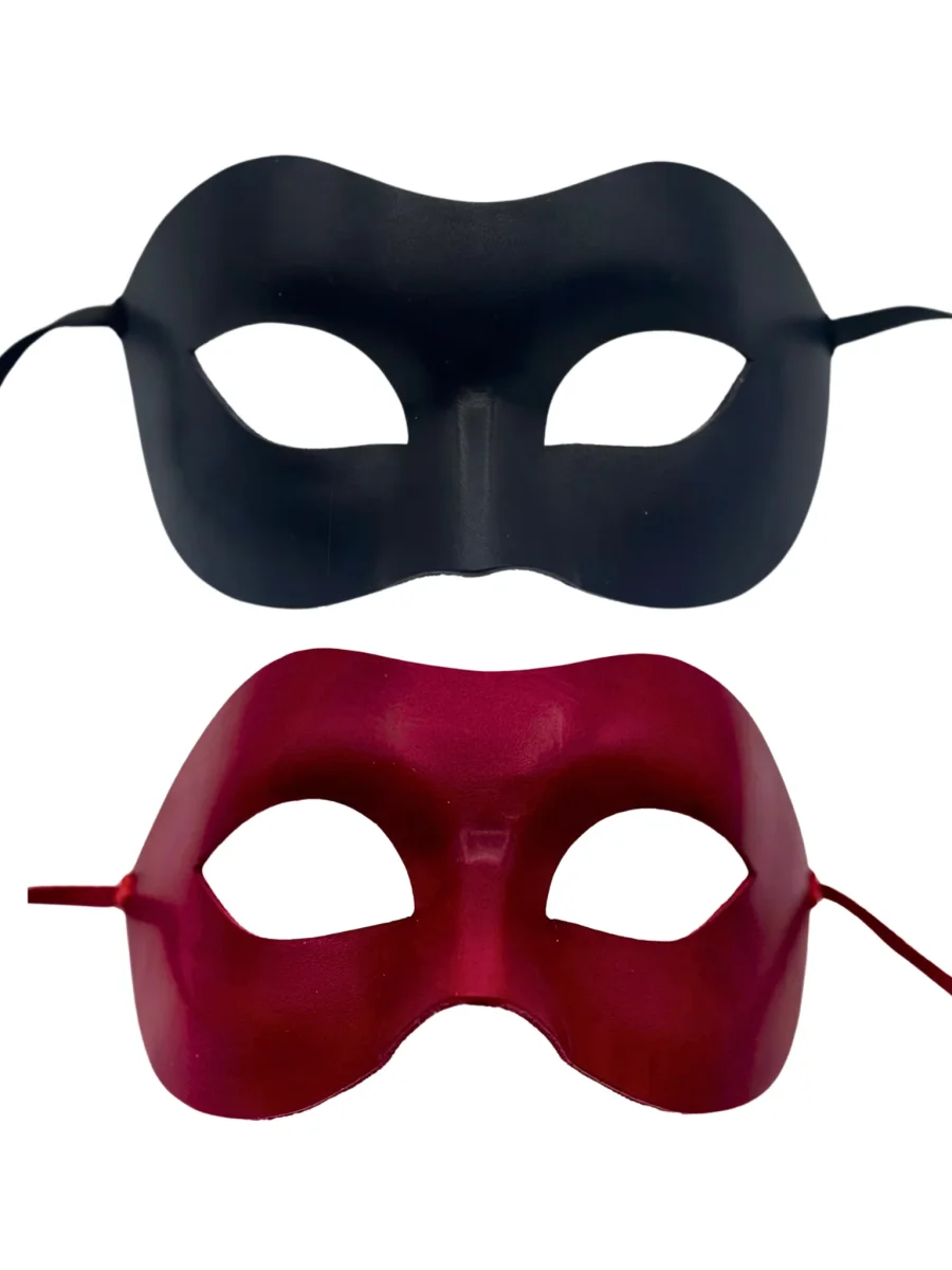 Passende Leder-Masken für Maskenbälle - Schwarz & Rot – Bild 2