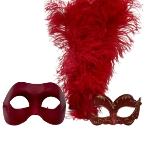 Rotes Maskenball-Paar-Maskenset