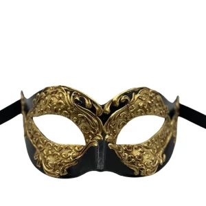 Schwarze-goldene Maskenball-Maske – Elegantes venezianisches Design