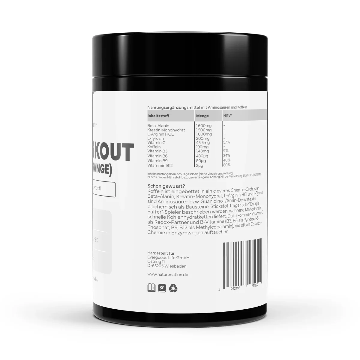 Pre-Workout Booster (Orange) - Hohe Bioerfügbarkeit & starkes Aminosäurenprofil mit Koffein + Vitamin B-Komplex & C (für Fokus, Energie & Pump) – Bild 4