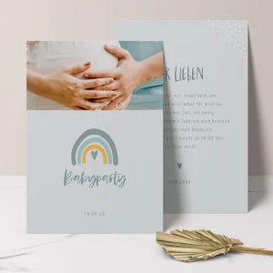 Einladung Babyparty 'Green Rainbow'