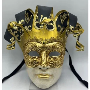 Venezianische Herrenmaske in Schwarz und Gold