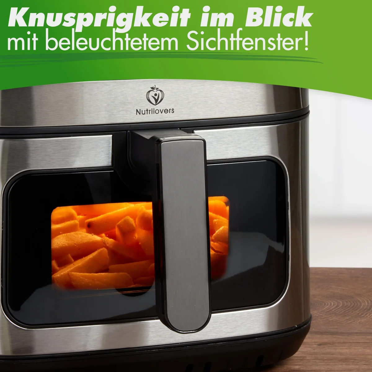 NUTRI-FRYER (B) Heißluftfritteuse XXL Edelstahl, 8L, 2000W, Ober-& Unterhitze – Bild 6