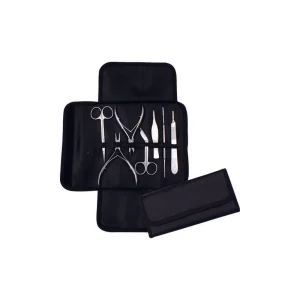 Instrumenten-Etui / Tasche schwarz – 9 x 18 cm, leer für mobile Fußpflege