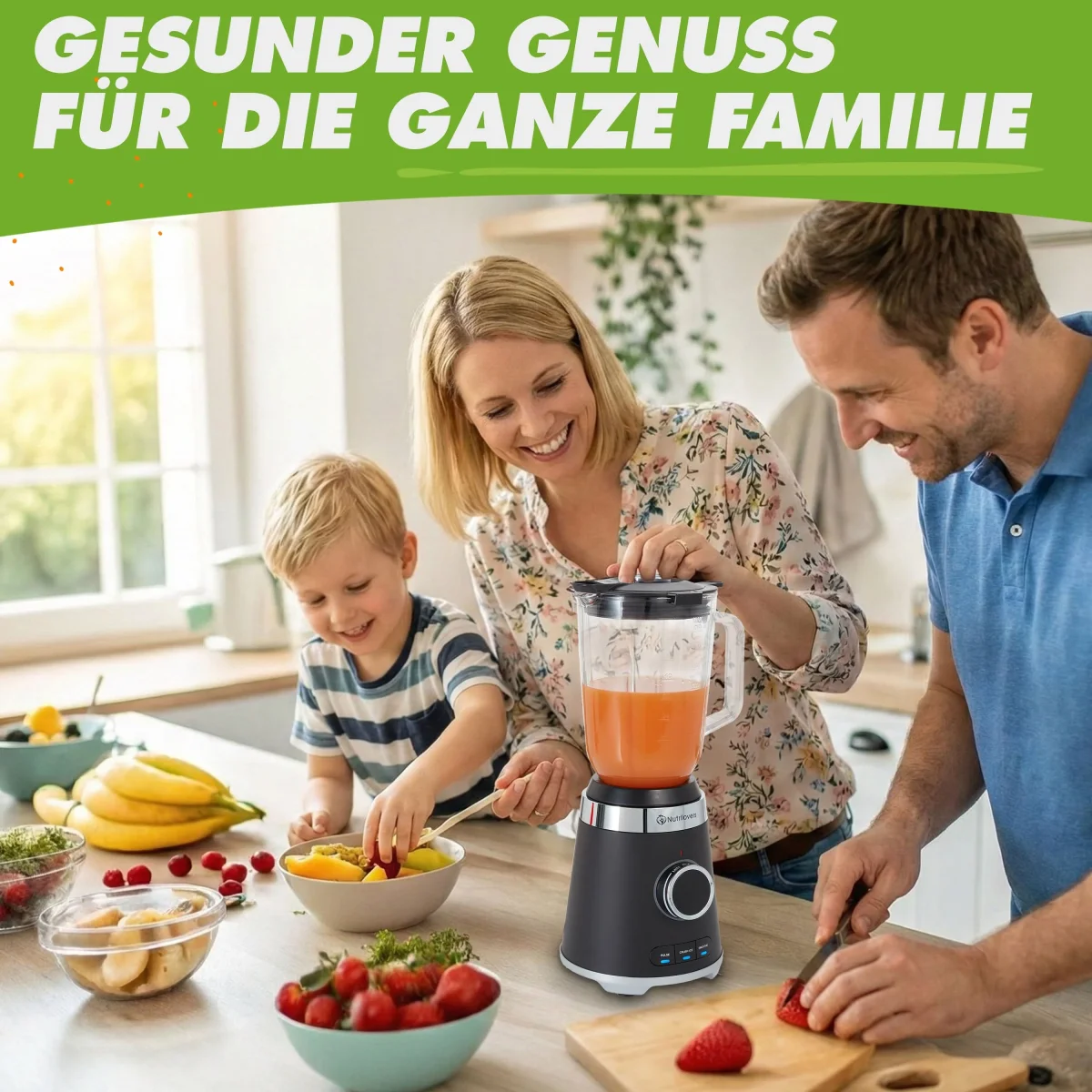 NUTRI-BLENDER GLAS (B) Standmixer mit Glasbehälter, 1300W, 3 Programme inkl. Rezeptbuch – Bild 8
