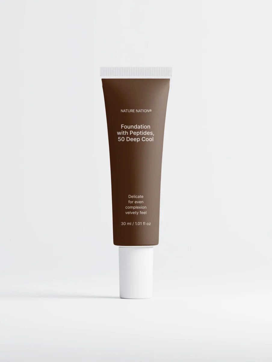Foundation mit Peptiden, 50 Deep Cool - Leichte Foundation mit Aloe Vera, Hyaluron & Mineralpigmenten, für ebenmäßigen Teint, verfeinerte Poren & semi-mattes Finish